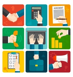 Business Hands Flat Set vector image
