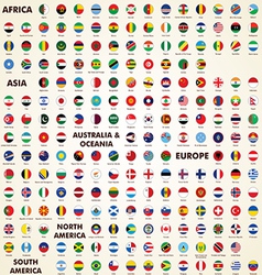 World flags round icons vector image