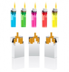 cigarettes and cigarette lighter vector image