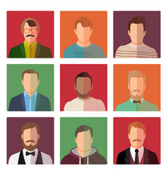 Male avatars in different style clothes vector image