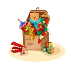 Box with retro toys vector image