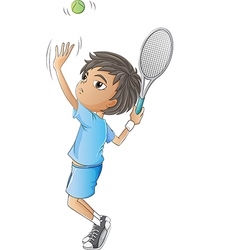 A young boy playing tennis vector image