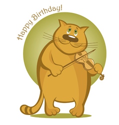 Smiling cat playing the violin vector image