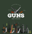 Military gun set automatic and hand weapon in vector image