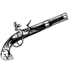 Old flintlock pistol with skull vector image