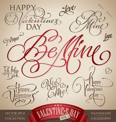 Valentines hand lettering set vector image