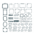 Set of hand drawn arrows speech bubbles frames vector image