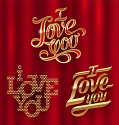 I Love You - golden decorative lettering vector image