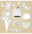 Hand-drawn scrap Valentines Day design elements vector image