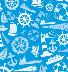 Nautical and marine icons seamless background vector image