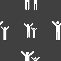 Happy family icon sign Seamless pattern on a gray Happy family icon sign Seamless pattern on a gray vector image