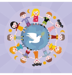 Children round globe vector image