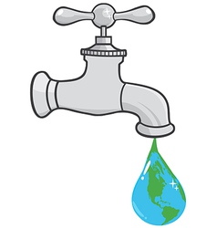 Leaking Faucet The Earth Planet Droplet vector image