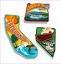 California Nevada Oregon retro vector image