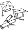 Graduation cap doodle vector image