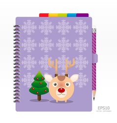 Note book violet color with pencil vector image