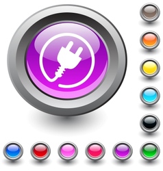 Power plug round button vector image