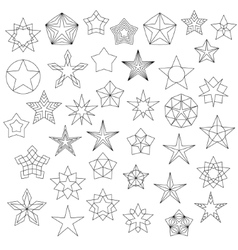 big set of line star icons vector image