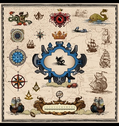 Antique map elements vector image