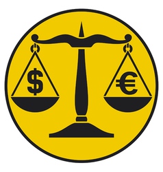 Dollar and euro on the balance vector image