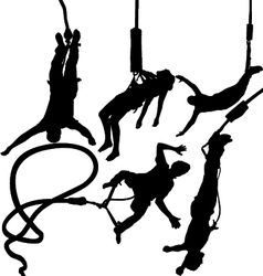 Bungee jumper silhouettes vector image