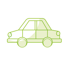 Silhouette car design to transportation with tires vector image