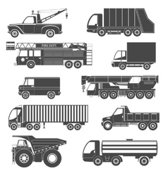 Black Silhouettes Truck Icons vector image