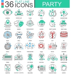 Party club color flat line outline icons vector image