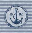 Nautical emblem with anchor vector image