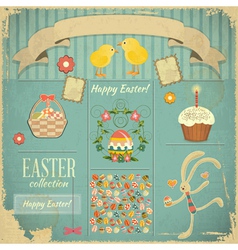 Retro Card with Easter Set vector image