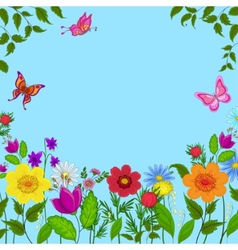 Flowers butterflies vector image