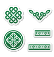 Celtic green knots braids and patterns - vector image