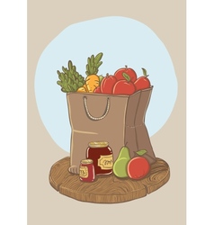 Shopping bag with fruits and vegetables vector image