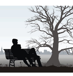 The young man and girl on bench vector image
