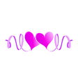 Two enamored hearts with ribbons vector image
