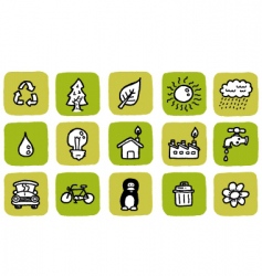 Doodle icon set eco Doodle icon set eco vector image