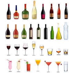 Bottles and cocktails vector image