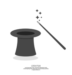 Magic hat and magic wand with sparkles vector image