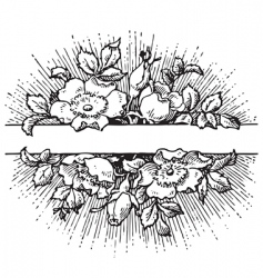 Antique flowers banner engraving vector image