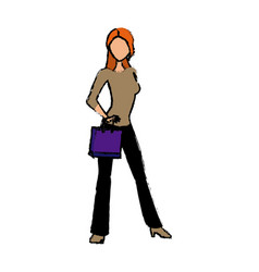 Young woman standing character holding paper bag Young woman standing character holding paper bag vector image