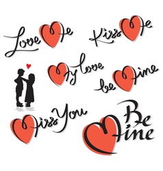 Valentine hand lettering set vector image