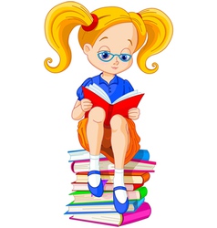 Girl reading book vector image
