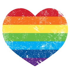 Gay rights rainbow retro heart flag vector image