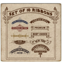 Set of 10 ribbons vector image