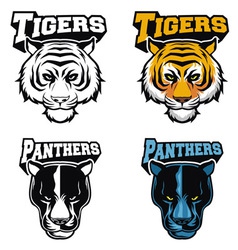Big cat head set 1 vector image