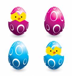 Easter eggs and hatching chicks vector image