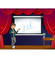 A boy with his presentation at the stage vector image